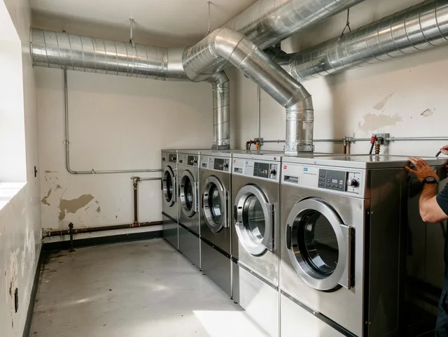 Wesley Chapel Dryer Vent Cleaning team performing large-scale commercial dryer vent cleaning in Wesley Chapel