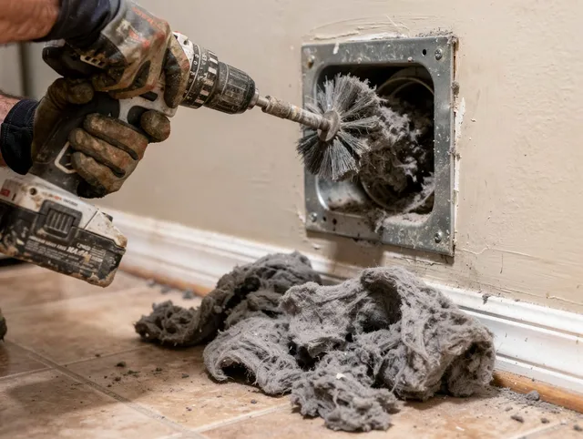 Certified Wesley Chapel Dryer Vent Cleaning technician performing dryer vent cleaning in Wesley Chapel