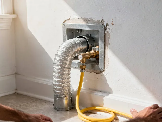 Wesley Chapel Dryer Vent Cleaning certified technician performing specialized gas dryer vent cleaning in Wesley Chapel